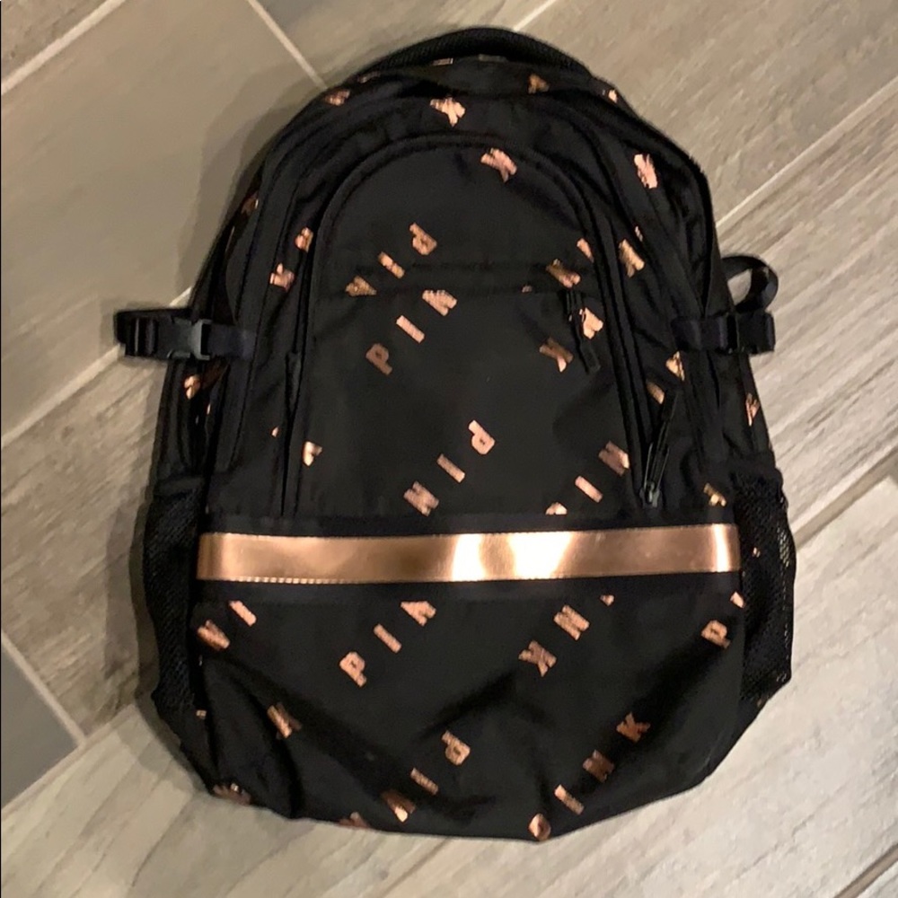 VS Pink Rose Gold Collegiate Backpack